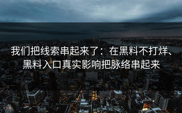 我们把线索串起来了：在黑料不打烊、黑料入口真实影响把脉络串起来