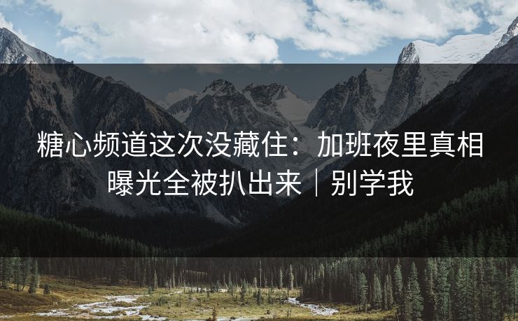 糖心频道这次没藏住：加班夜里真相曝光全被扒出来｜别学我