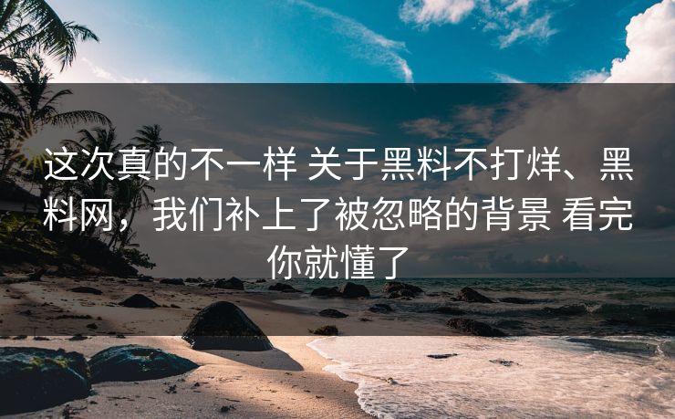 这次真的不一样 关于黑料不打烊、黑料网，我们补上了被忽略的背景 看完你就懂了