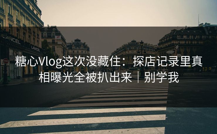糖心Vlog这次没藏住：探店记录里真相曝光全被扒出来｜别学我
