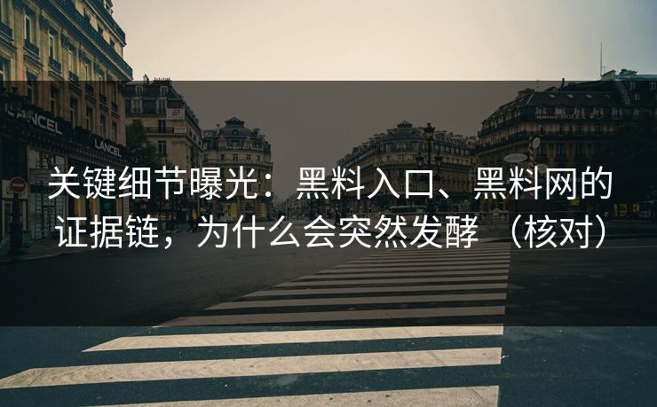 关键细节曝光：黑料入口、黑料网的证据链，为什么会突然发酵 （核对）
