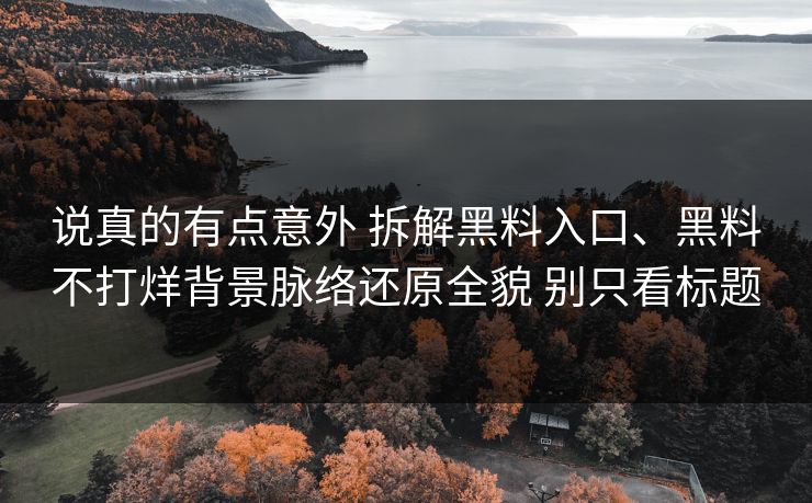 说真的有点意外 拆解黑料入口、黑料不打烊背景脉络还原全貌 别只看标题