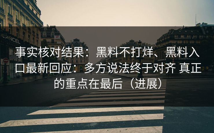 事实核对结果：黑料不打烊、黑料入口最新回应：多方说法终于对齐 真正的重点在最后（进展）
