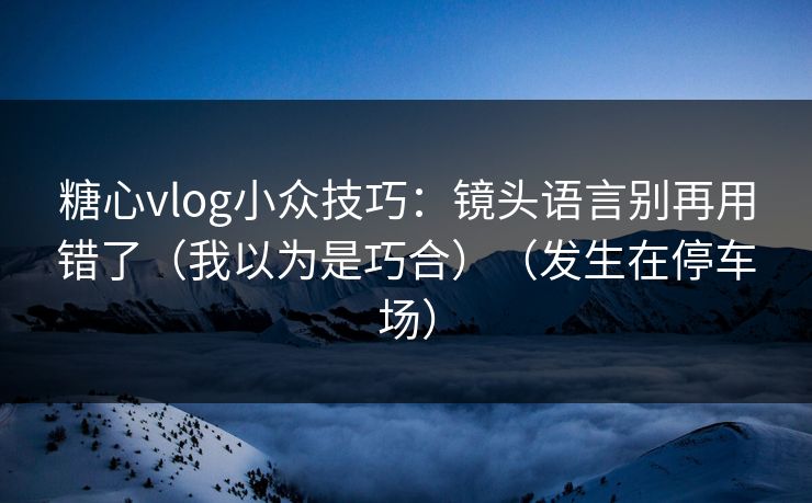 糖心vlog小众技巧：镜头语言别再用错了（我以为是巧合）（发生在停车场）