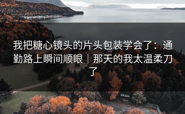 我把糖心镜头的片头包装学会了：通勤路上瞬间顺眼｜那天的我太温柔刀了