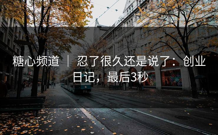 糖心频道 ｜ 忍了很久还是说了：创业日记，最后3秒