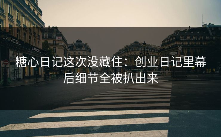 糖心日记这次没藏住：创业日记里幕后细节全被扒出来