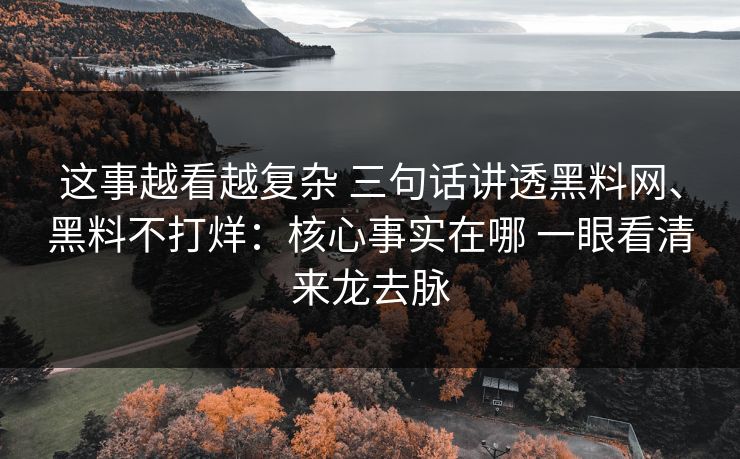 这事越看越复杂 三句话讲透黑料网、黑料不打烊：核心事实在哪 一眼看清来龙去脉
