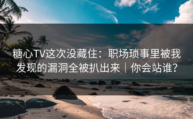 糖心TV这次没藏住：职场琐事里被我发现的漏洞全被扒出来｜你会站谁？