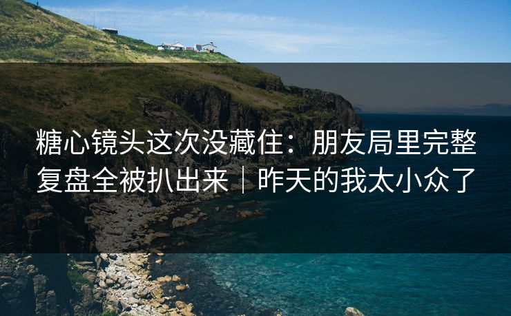 糖心镜头这次没藏住：朋友局里完整复盘全被扒出来｜昨天的我太小众了