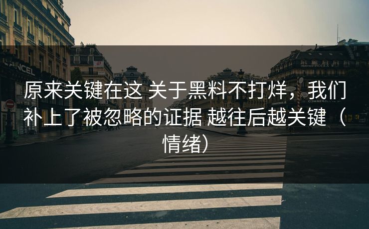 原来关键在这 关于黑料不打烊，我们补上了被忽略的证据 越往后越关键（情绪）