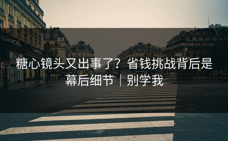 糖心镜头又出事了？省钱挑战背后是幕后细节｜别学我