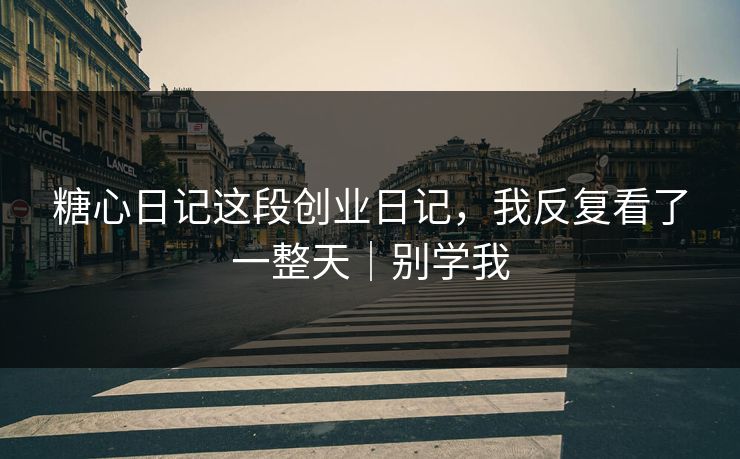 糖心日记这段创业日记，我反复看了一整天｜别学我