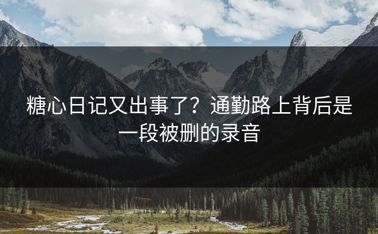 糖心日记又出事了？通勤路上背后是一段被删的录音