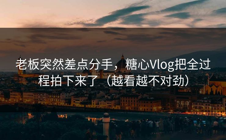 老板突然差点分手，糖心Vlog把全过程拍下来了（越看越不对劲）