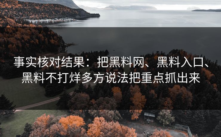 事实核对结果：把黑料网、黑料入口、黑料不打烊多方说法把重点抓出来