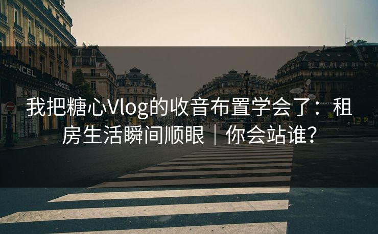 我把糖心Vlog的收音布置学会了：租房生活瞬间顺眼｜你会站谁？