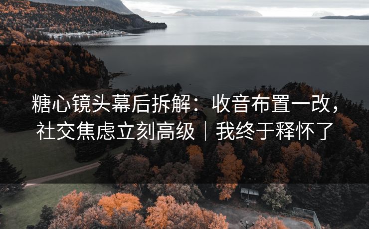 糖心镜头幕后拆解：收音布置一改，社交焦虑立刻高级｜我终于释怀了