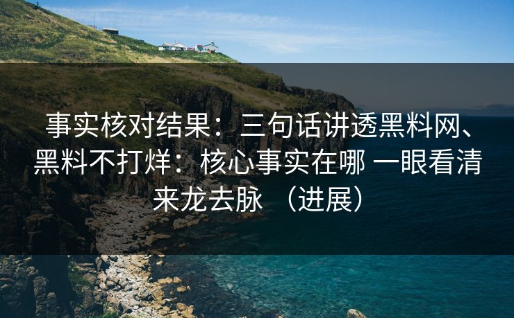 事实核对结果：三句话讲透黑料网、黑料不打烊：核心事实在哪 一眼看清来龙去脉 （进展）