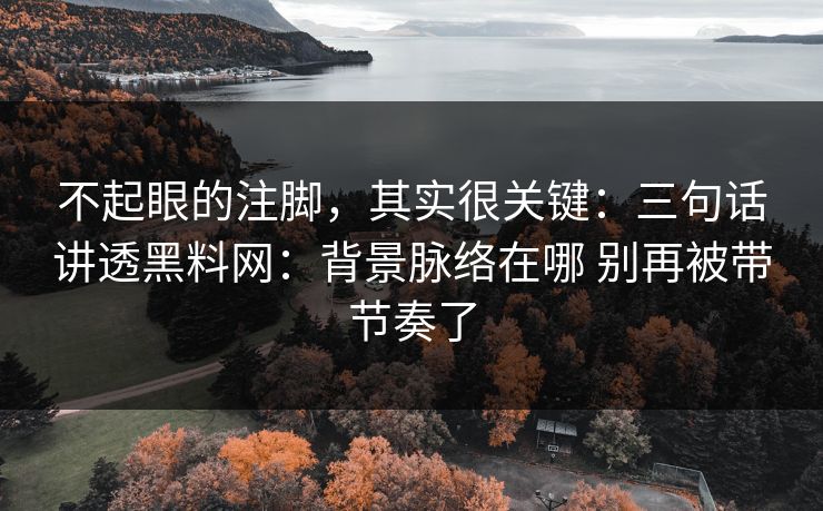 不起眼的注脚，其实很关键：三句话讲透黑料网：背景脉络在哪 别再被带节奏了