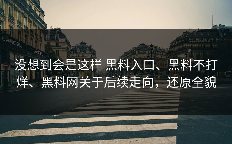 没想到会是这样 黑料入口、黑料不打烊、黑料网关于后续走向，还原全貌