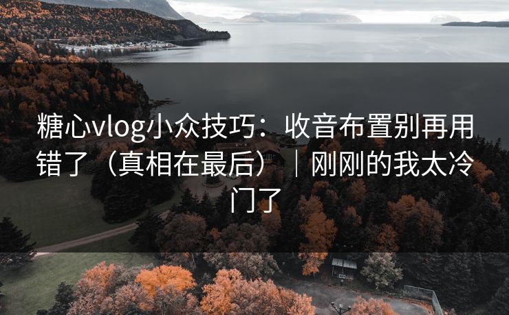 糖心vlog小众技巧：收音布置别再用错了（真相在最后）｜刚刚的我太冷门了